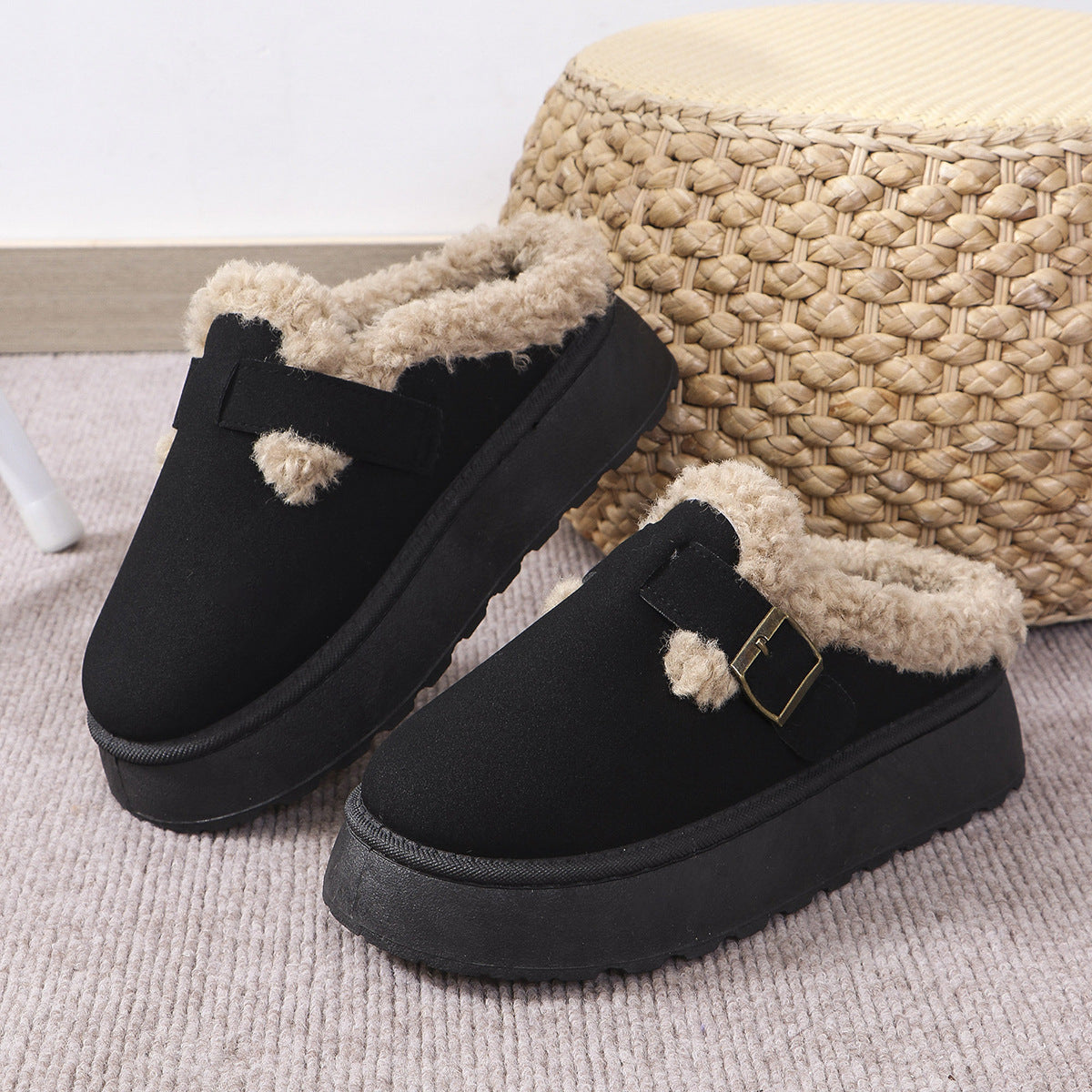 Zephyr | Hausschuhe - Damen Hausschuhe mit Sherpa-Futter und Riemendetail