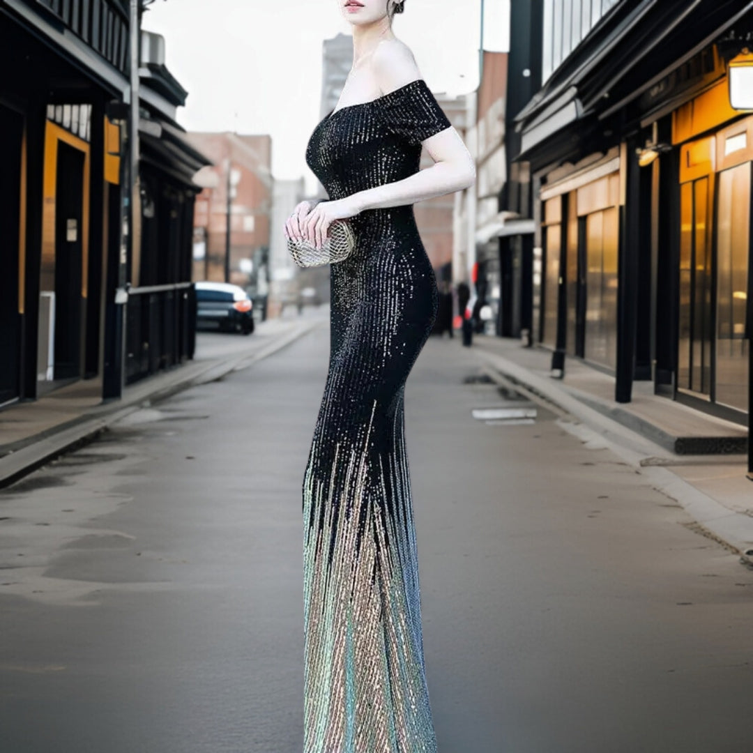 Zephyr - Elegantes Abendkleid mit schulterfreien Trägern