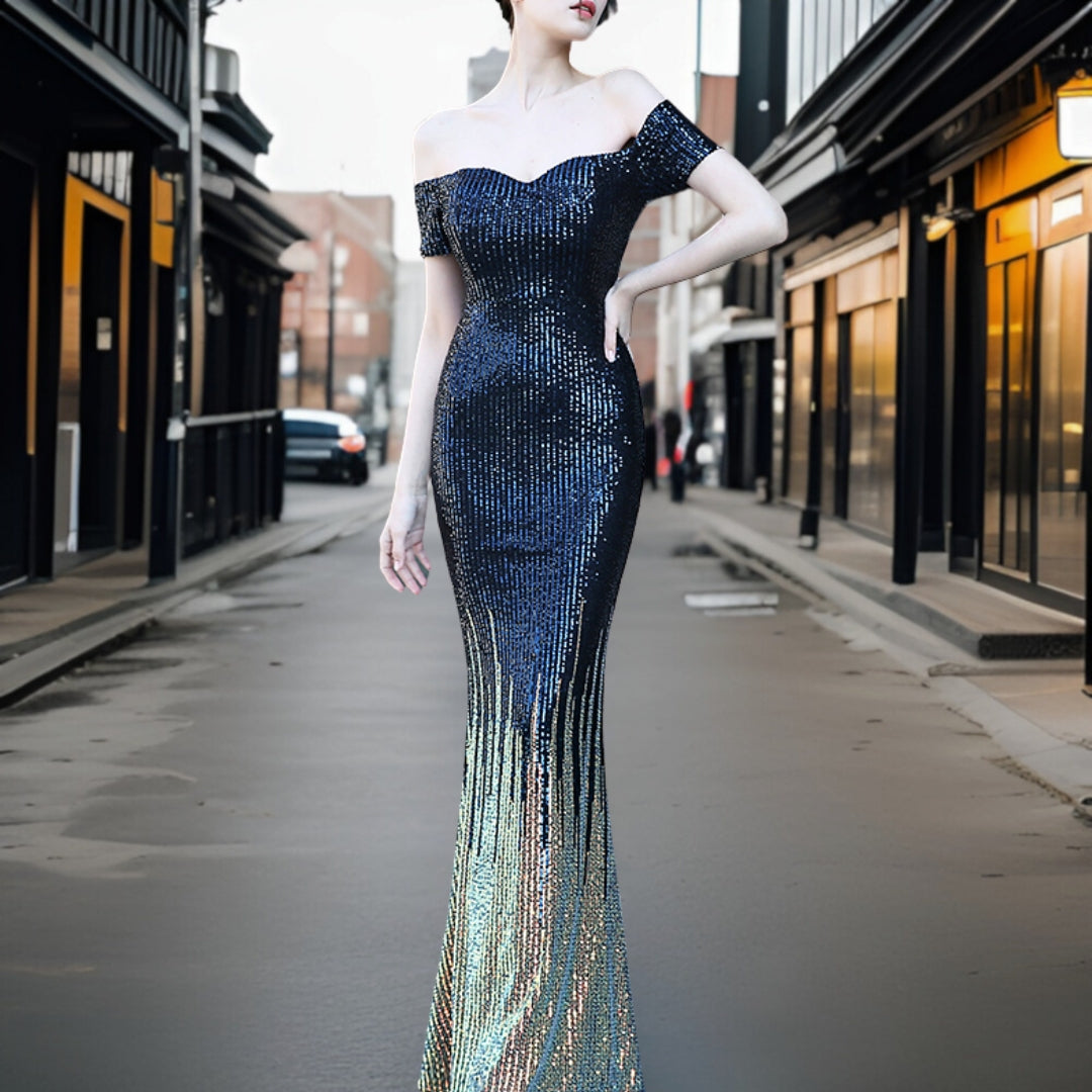 Zephyr - Elegantes Abendkleid mit schulterfreien Trägern