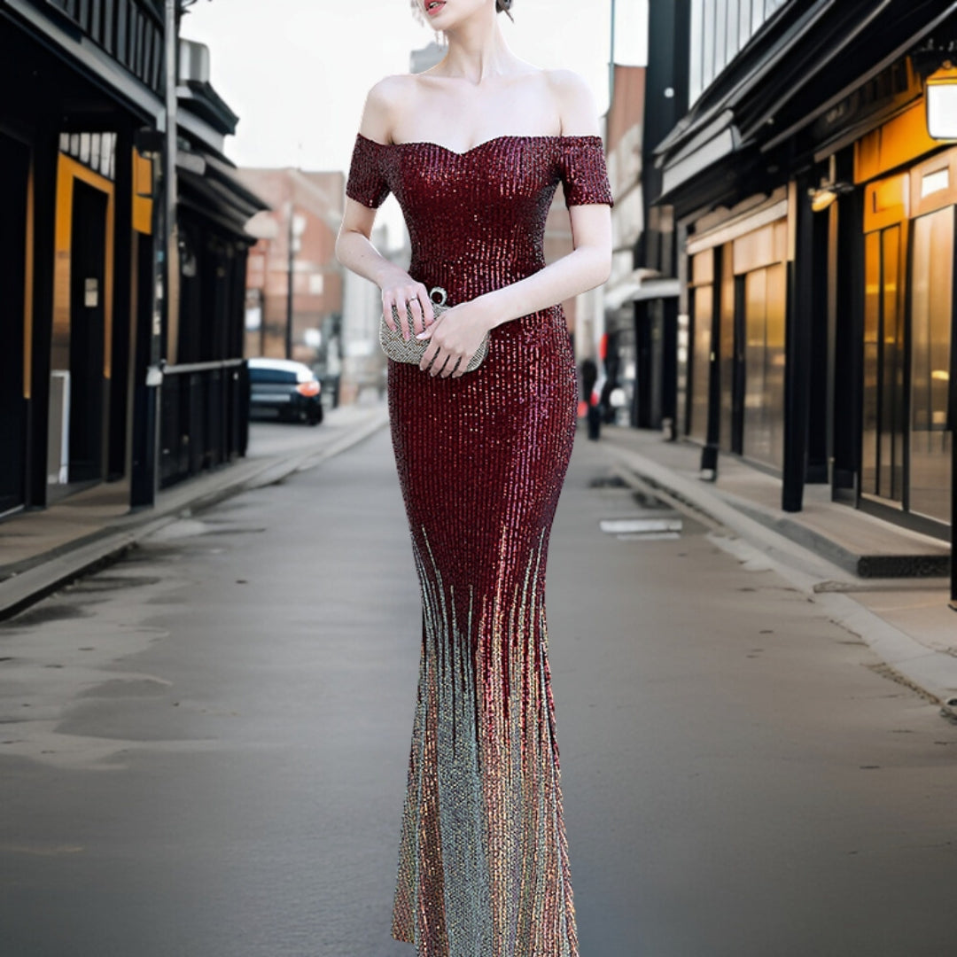 Zephyr - Elegantes Abendkleid mit schulterfreien Trägern