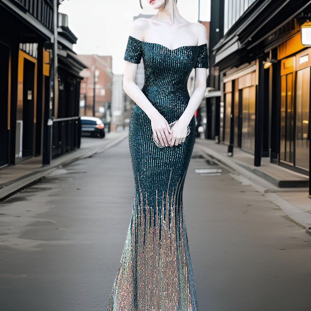 Zephyr - Elegantes Abendkleid mit schulterfreien Trägern