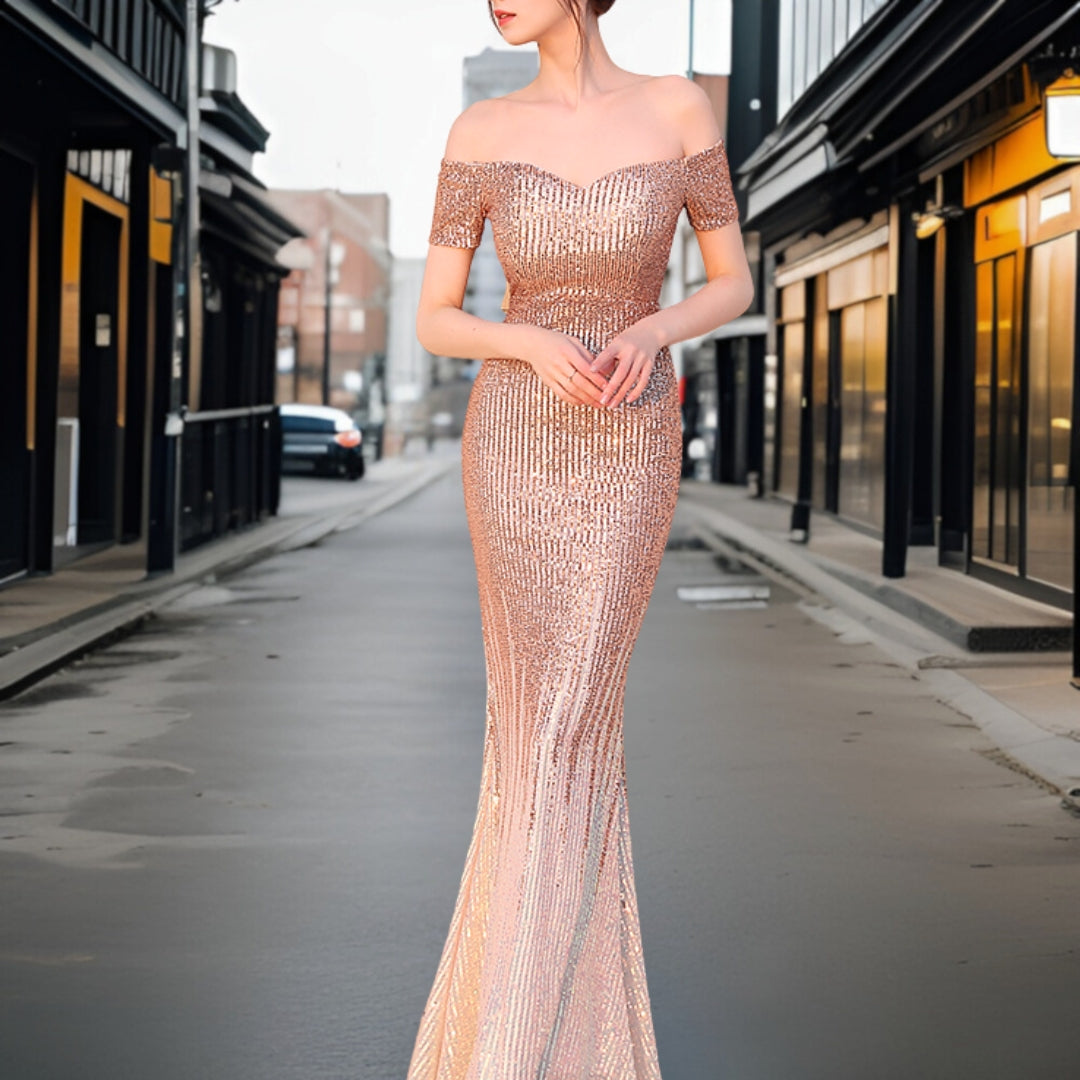 Zephyr - Elegantes Abendkleid mit schulterfreien Trägern