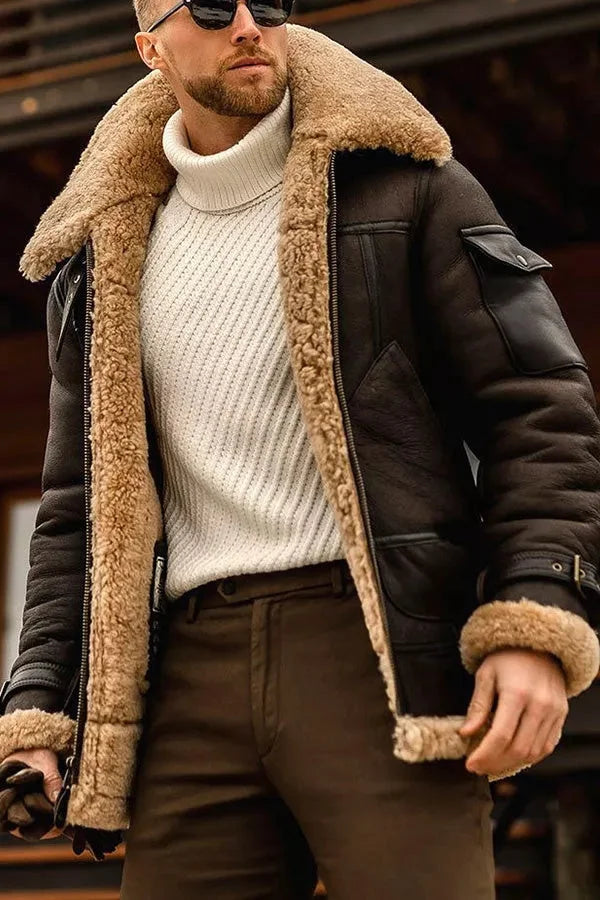 Zephyr | Camel Stilvolle Fliegende Lederjacke Für Männer