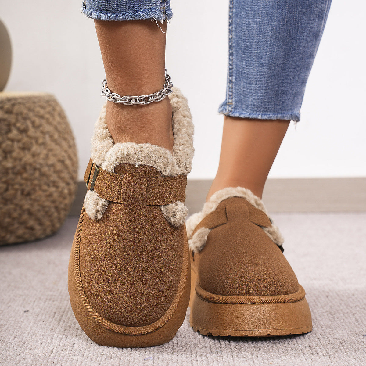 Zephyr | Hausschuhe - Damen Hausschuhe mit Sherpa-Futter und Riemendetail