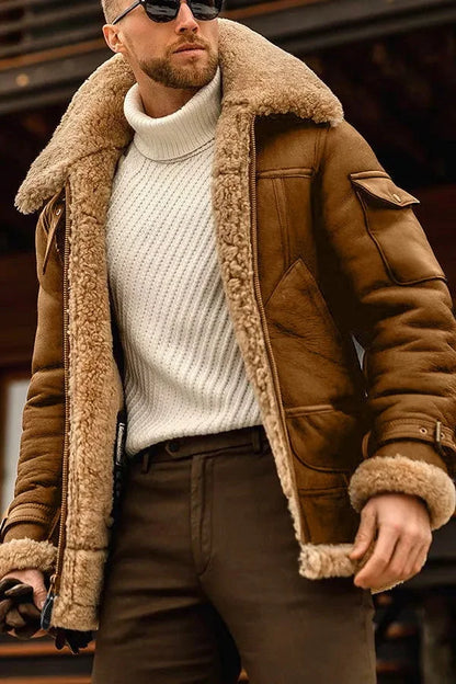Zephyr | Camel Stilvolle Fliegende Lederjacke Für Männer