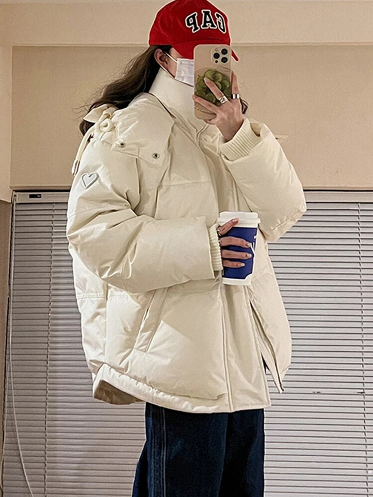 Zephyr Pufferjacke Winter mit Kapuze Dick und warm