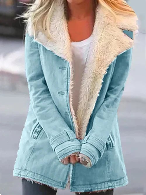 Zephyr | und warme stilvolle Damenjacke mit luxuriösem Sherpa-Futter – bequeme lässige Winterjacke