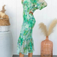 Zephyr | Langarm V Ausschnitt Elegantes Kleid Midikleid