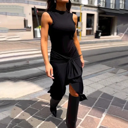 Zephyr | Midi-Kleid mit Stehkragen und Seitenschlitz