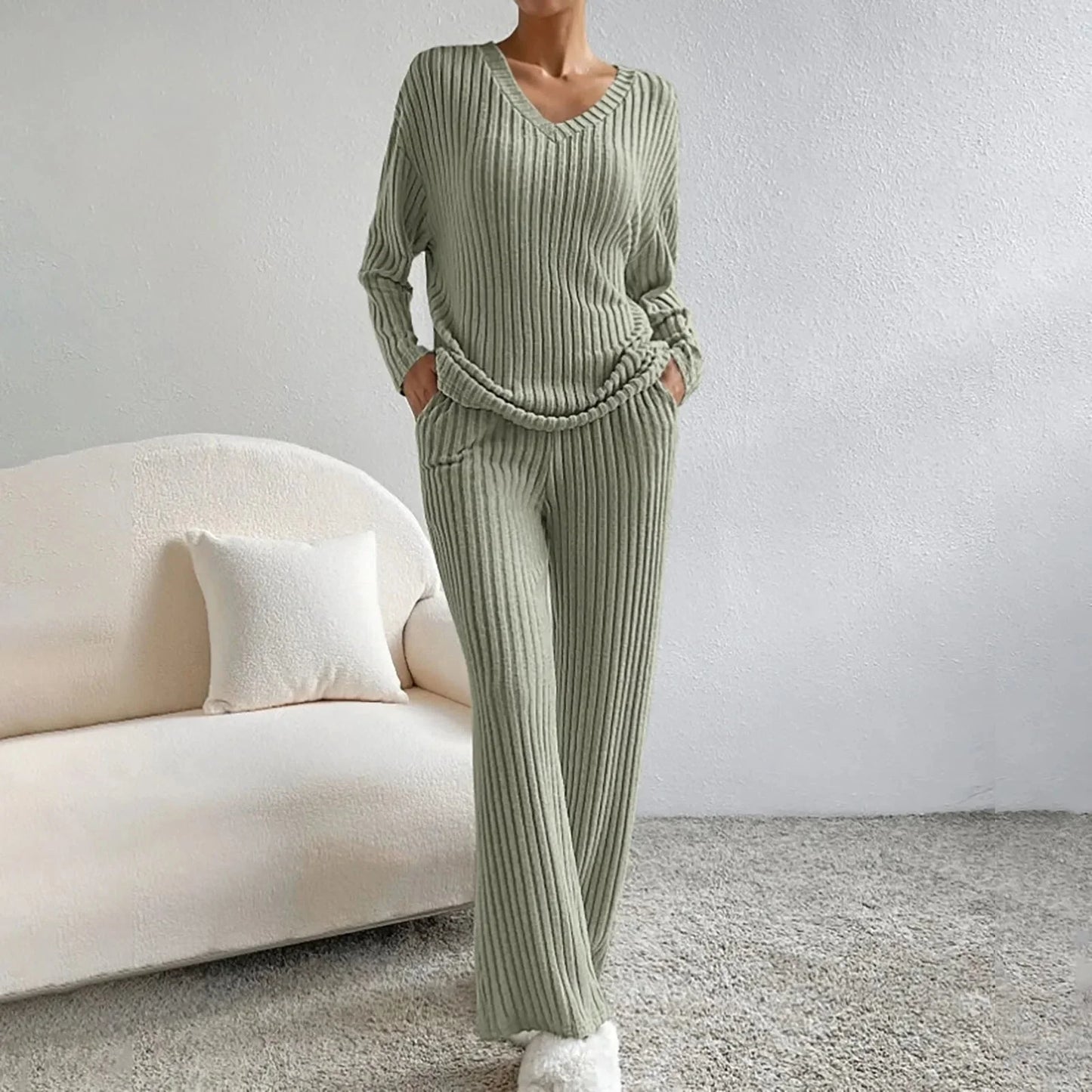 Zephyr | Set Gemütlich Gerippt Zweiteiler aus Strick Loungewear für Damen