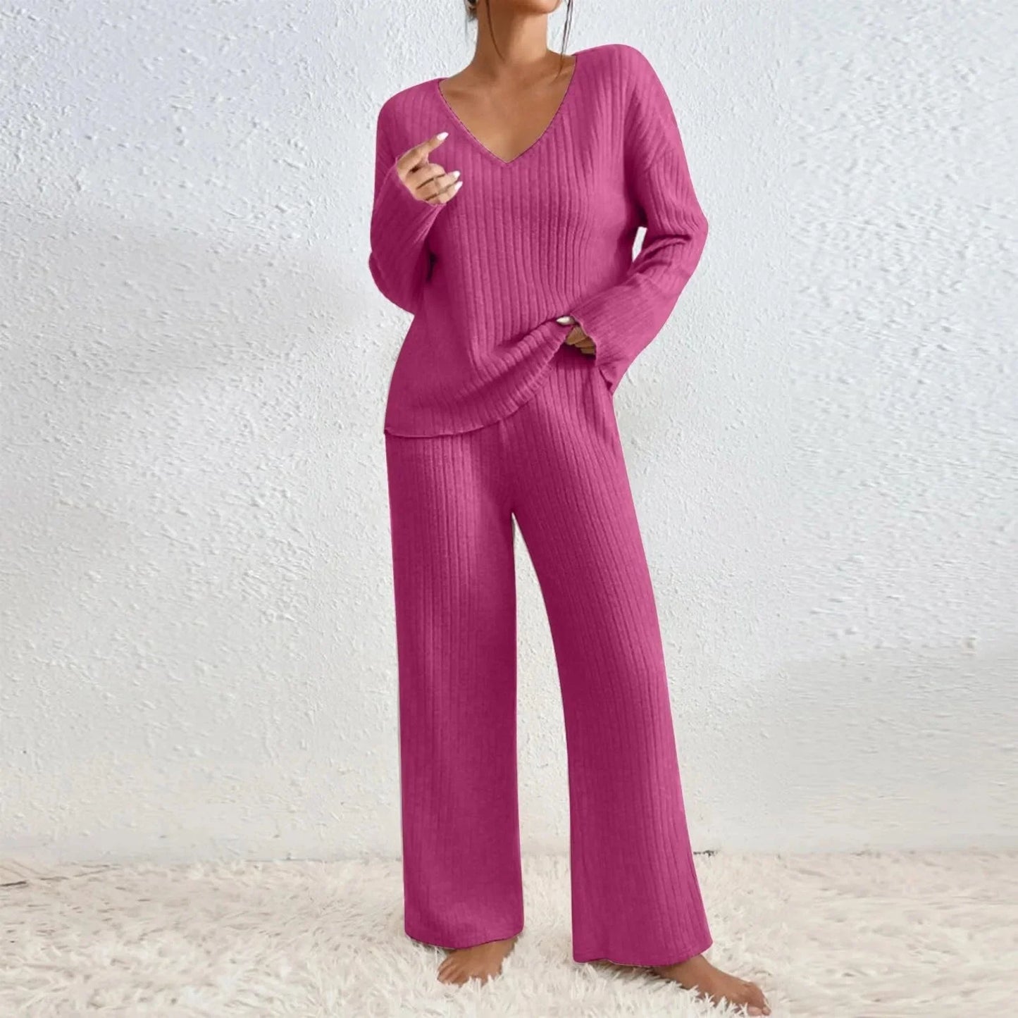 Zephyr | Set Gemütlich Gerippt Zweiteiler aus Strick Loungewear für Damen