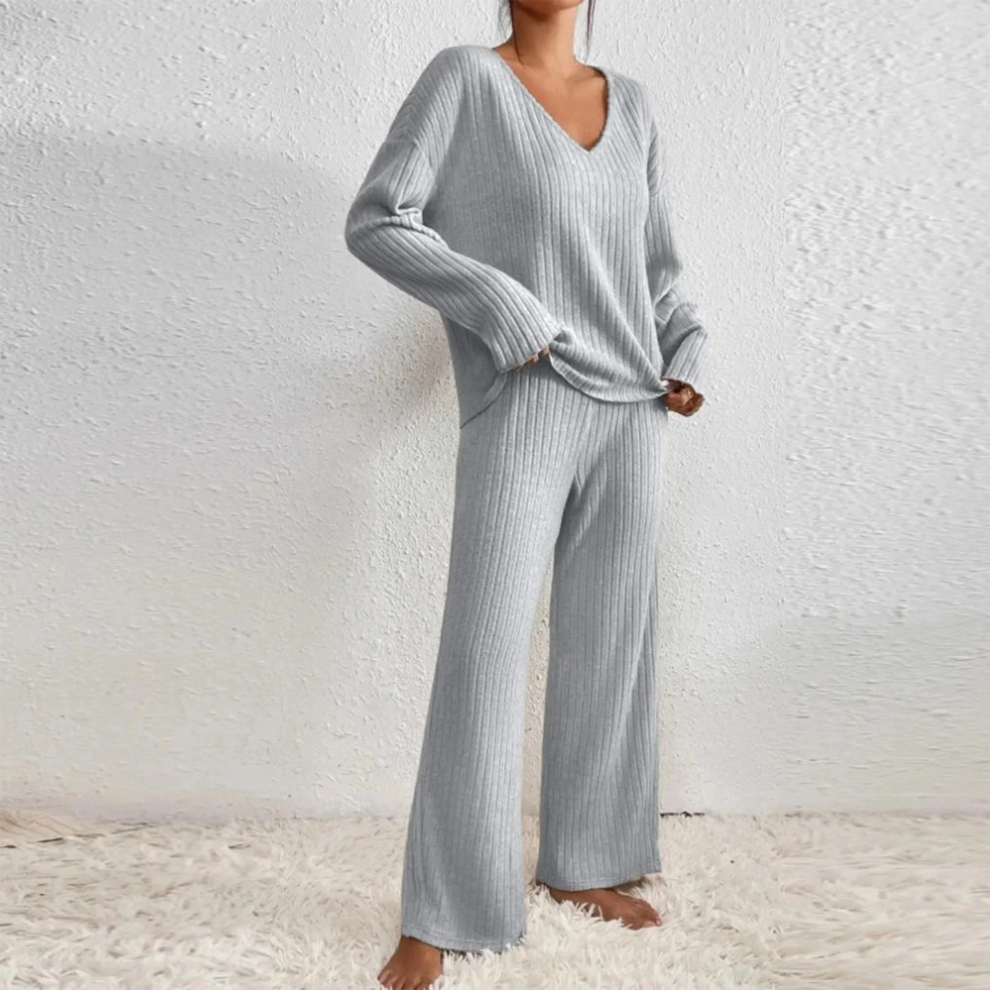 Zephyr | Set Gemütlich Gerippt Zweiteiler aus Strick Loungewear für Damen