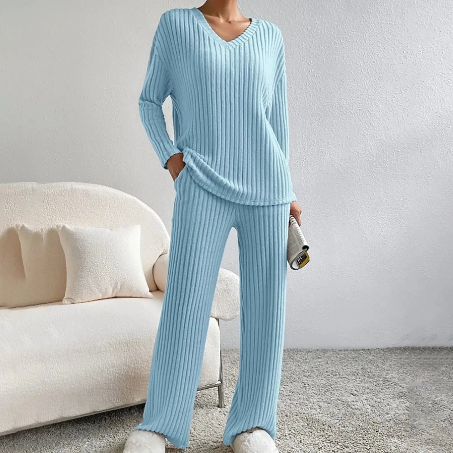 Zephyr | Set Gemütlich Gerippt Zweiteiler aus Strick Loungewear für Damen