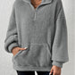 Zephyr Plüsch-Kängurutaschen-Stehkragen-Sweatshirt