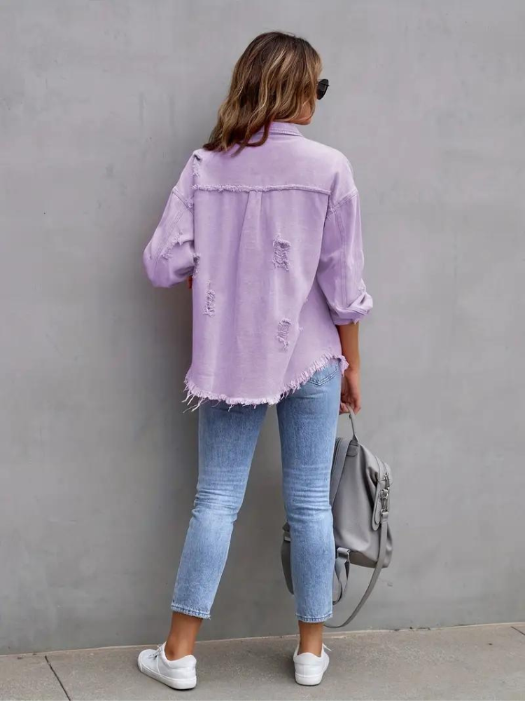 Zephyr Denim Jacke | Übergroße zerrissene Denimjacke für Frauen