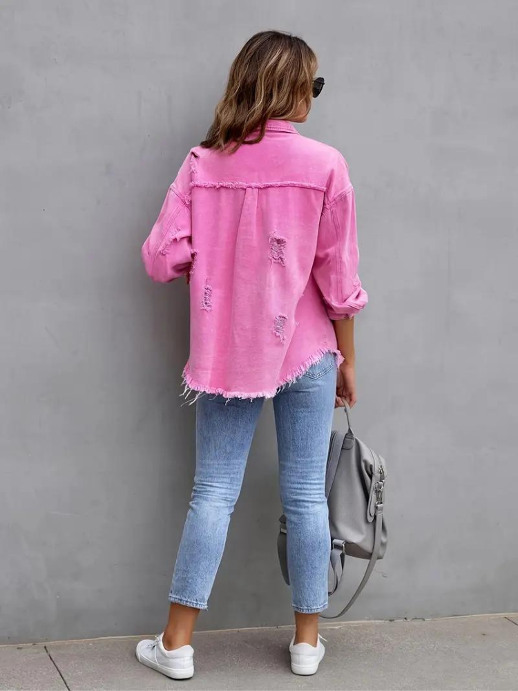 Zephyr Denim Jacke | Übergroße zerrissene Denimjacke für Frauen
