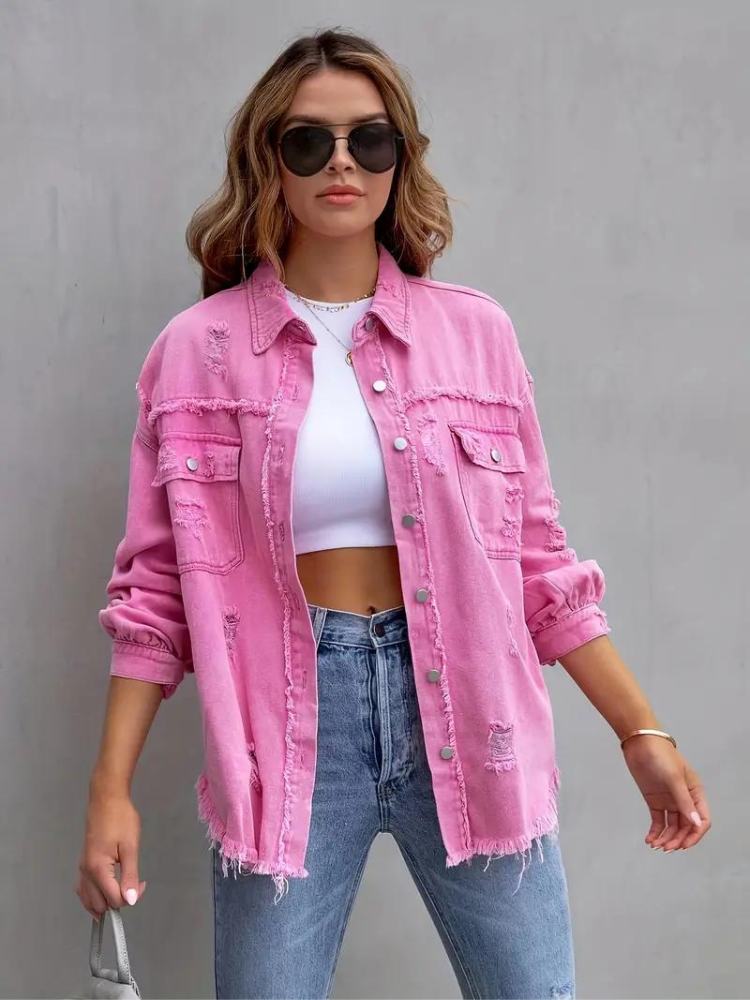 Zephyr Denim Jacke | Übergroße zerrissene Denimjacke für Frauen