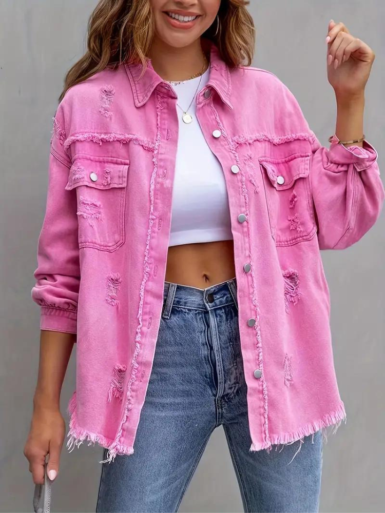 Zephyr Denim Jacke | Übergroße zerrissene Denimjacke für Frauen