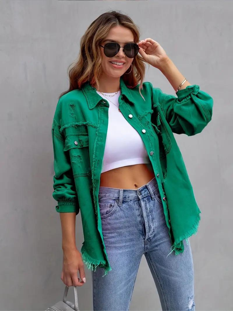 Zephyr Denim Jacke | Übergroße zerrissene Denimjacke für Frauen
