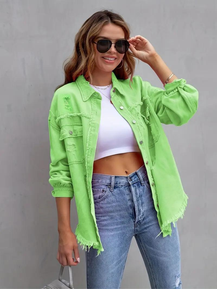 Zephyr Denim Jacke | Übergroße zerrissene Denimjacke für Frauen