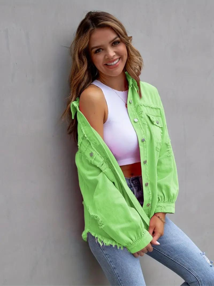 Zephyr Denim Jacke | Übergroße zerrissene Denimjacke für Frauen