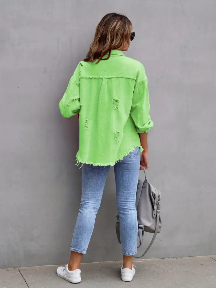 Zephyr Denim Jacke | Übergroße zerrissene Denimjacke für Frauen