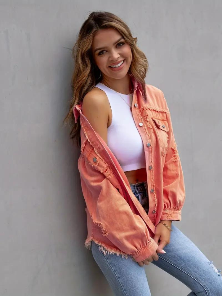 Zephyr Denim Jacke | Übergroße zerrissene Denimjacke für Frauen