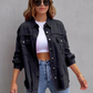 Zephyr Denim Jacke | Übergroße zerrissene Denimjacke für Frauen