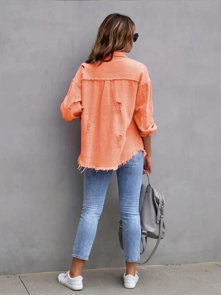 Zephyr Denim Jacke | Übergroße zerrissene Denimjacke für Frauen