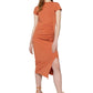 Zephyr | Midi-Kleid mit kurzen Ärmeln und Seitenschlitz