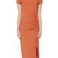 Zephyr | Midi-Kleid mit kurzen Ärmeln und Seitenschlitz
