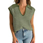 Zephyr | Trendiges Ärmelloses Stricktop mit Streifenmuster