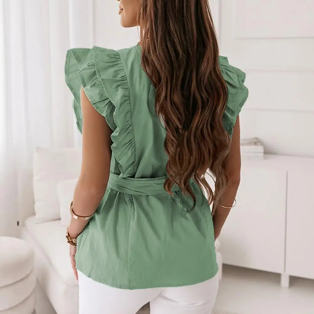 Zephyr | Bluse mit Rüschenärmeln und Gürtel