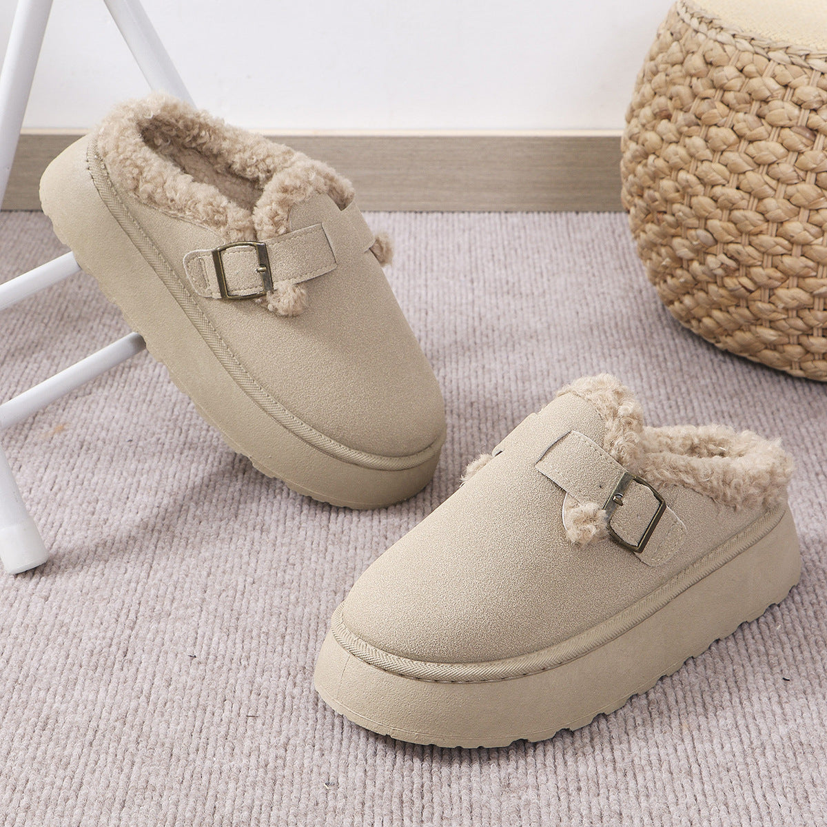 Zephyr | Hausschuhe - Damen Hausschuhe mit Sherpa-Futter und Riemendetail