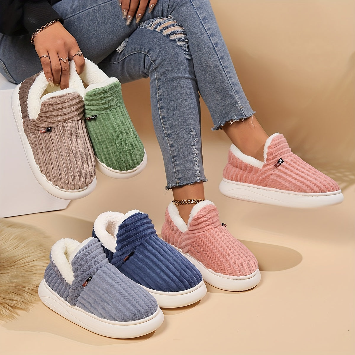 Zephyr | Hausschuhe aus Plüsch mit Schlupfdesign Für Frauen