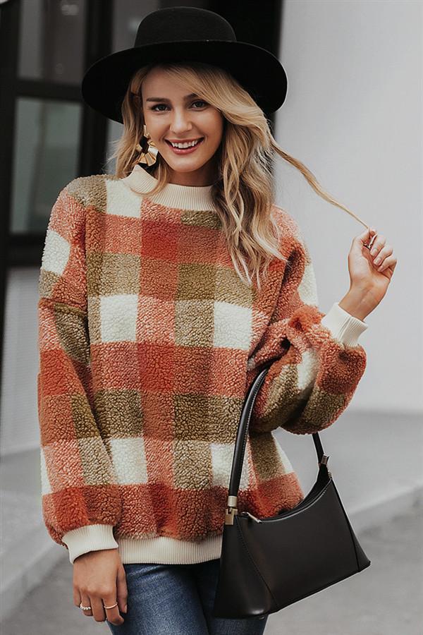 Zephyr Loose Lambswool Plaid Pullover